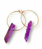 Crystal Quartz earrings - Purple/Gold