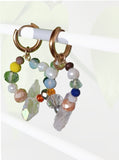 Beaded Hoops - Recycled Glass Crystal and Quartz